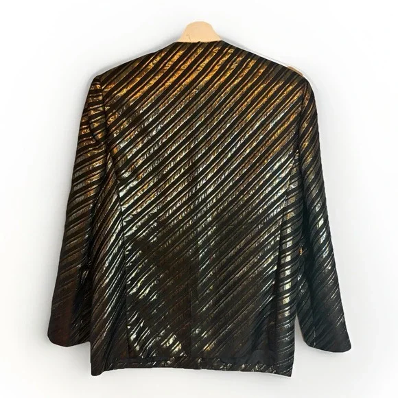 Jaeger Vintage Metallic Pinstripe Blazer Made in Great Britain US 10 - Picture 4 of 13